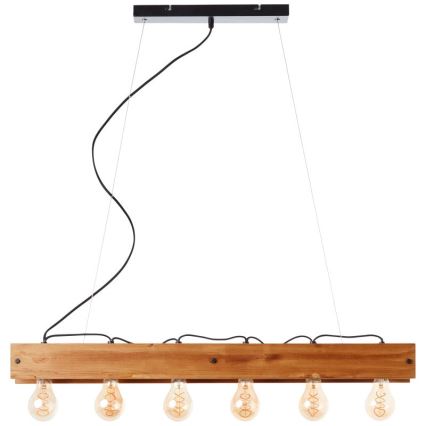 Brilliant - Lámpara colgante CALANDRA 6xE27/42W/230V pino