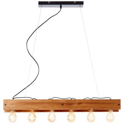 Brilliant - Lámpara colgante CALANDRA 6xE27/42W/230V pino