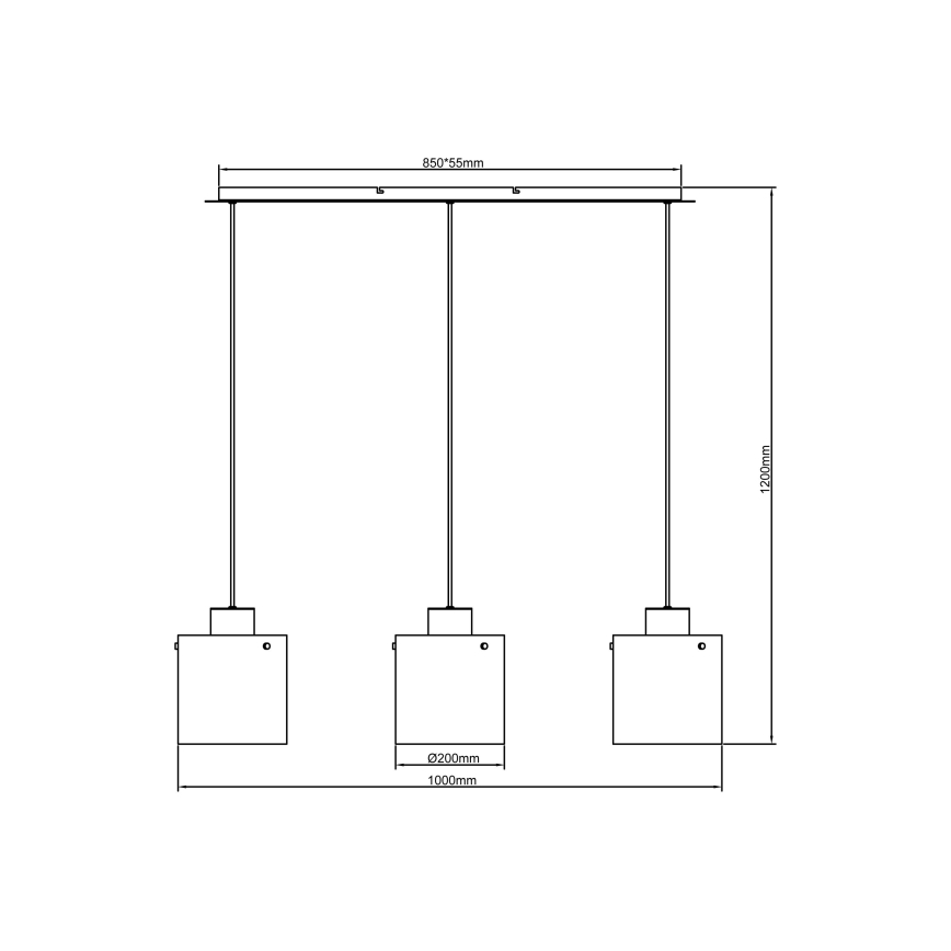 Brilliant - Lámpara colgante con cable BETH 3xE27/60W/230V negra/ahumada