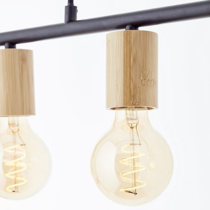 Brilliant - Lámpara colgante con cable KERRY 5xE27/40W/230V negro/bambú