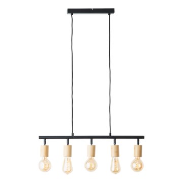 Brilliant - Lámpara colgante con cable TIFFANY 5xE27/28W/230V negra/bambú