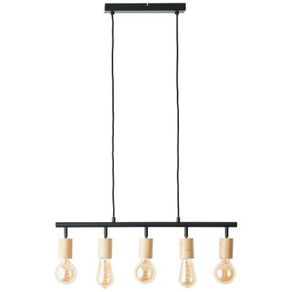 Brilliant - Lámpara colgante con cable TIFFANY 5xE27/28W/230V negra/bambú