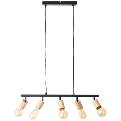 Brilliant - Lámpara colgante con cable TIFFANY 5xE27/28W/230V negra/bambú