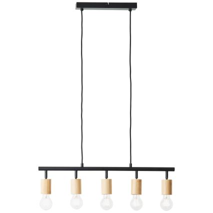 Brilliant - Lámpara colgante con cable TIFFANY 5xE27/28W/230V negra/bambú