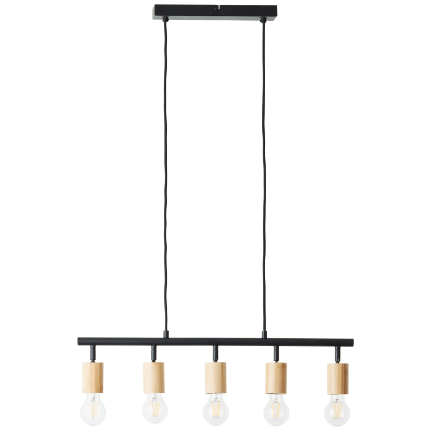 Brilliant - Lámpara colgante con cable TIFFANY 5xE27/28W/230V negra/bambú