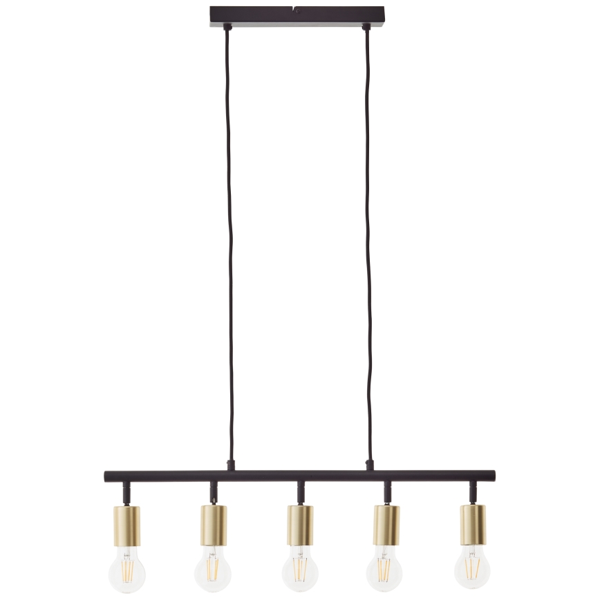 Brilliant - Lámpara colgante con cable TIFFANY 5xE27/28W/230V negro/latón