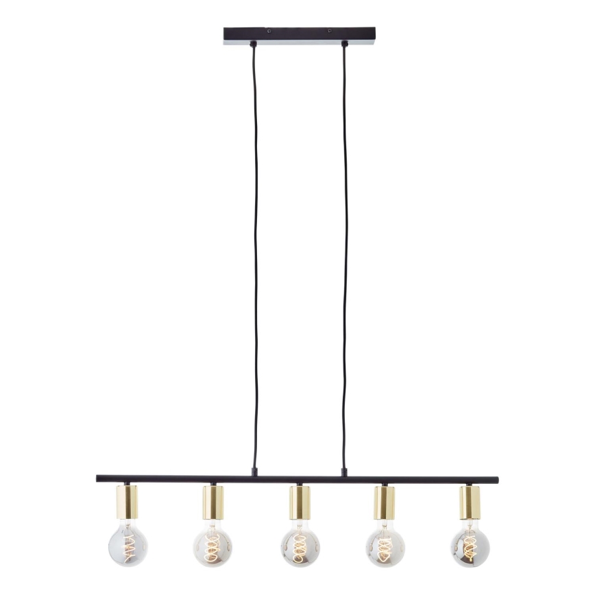 Brilliant - Lámpara colgante KERRY, suspensión por cable, 5xE27/40W/230V, negro/latón