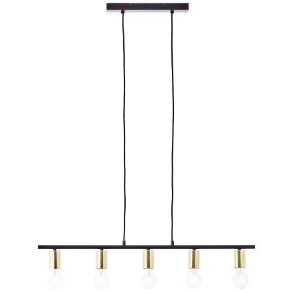 Brilliant - Lámpara colgante KERRY, suspensión por cable, 5xE27/40W/230V, negro/latón