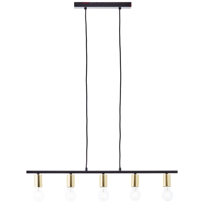 Brilliant - Lámpara colgante KERRY, suspensión por cable, 5xE27/40W/230V, negro/latón