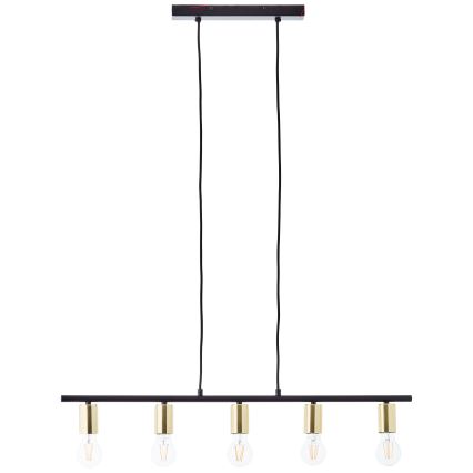Brilliant - Lámpara colgante KERRY, suspensión por cable, 5xE27/40W/230V, negro/latón