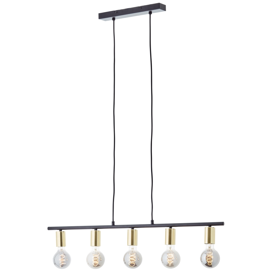 Brilliant - Lámpara colgante KERRY, suspensión por cable, 5xE27/40W/230V, negro/latón