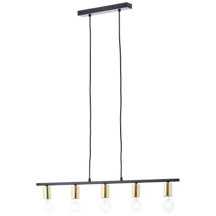 Brilliant - Lámpara colgante KERRY, suspensión por cable, 5xE27/40W/230V, negro/latón