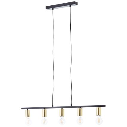 Brilliant - Lámpara colgante KERRY, suspensión por cable, 5xE27/40W/230V, negro/latón