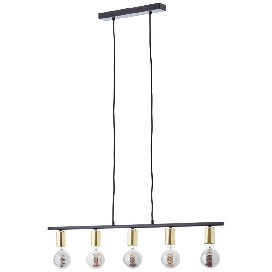 Brilliant - Lámpara colgante KERRY, suspensión por cable, 5xE27/40W/230V, negro/latón