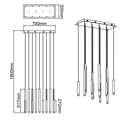 Brilliant - Lámpara colgante LED regulable CEMBALO LED/60W/230V cromo mate/negro/marrón