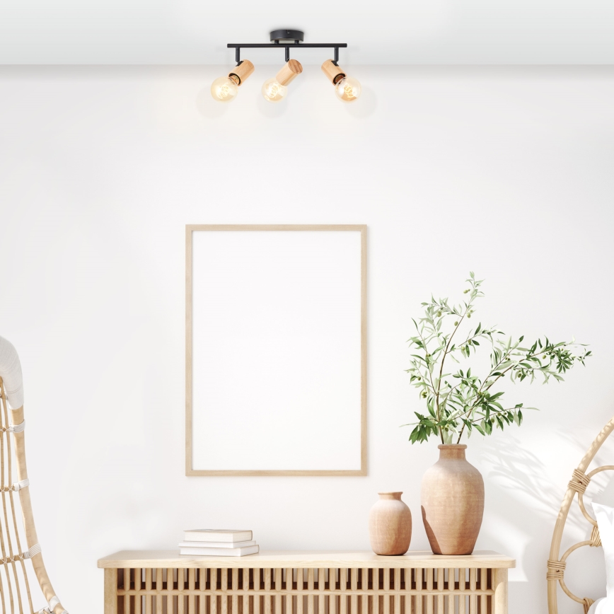 Brilliant - Lámpara de focos KERRY 3xE27/40W/230V negro/bambú