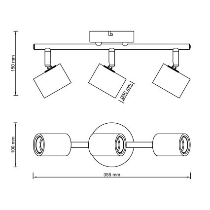 Brilliant - Lámpara de focos KERRY 3xE27/40W/230V negro/bambú