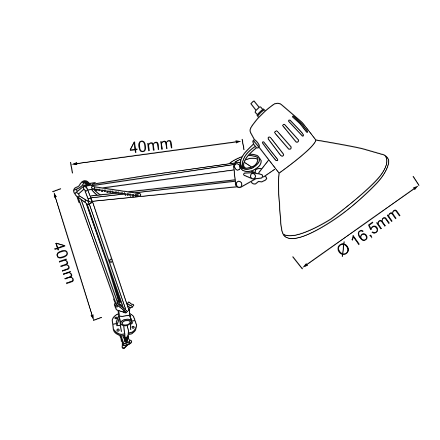 Brilliant - Lámpara de mesa con pinza HOBBY 1xE27/40W/230V blanca