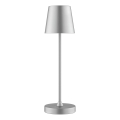 Brilliant - Lámpara de mesa exterior táctil recargable regulable ELORA LED/2,5W/5V 2700K 2600 mAh IP44 plateada