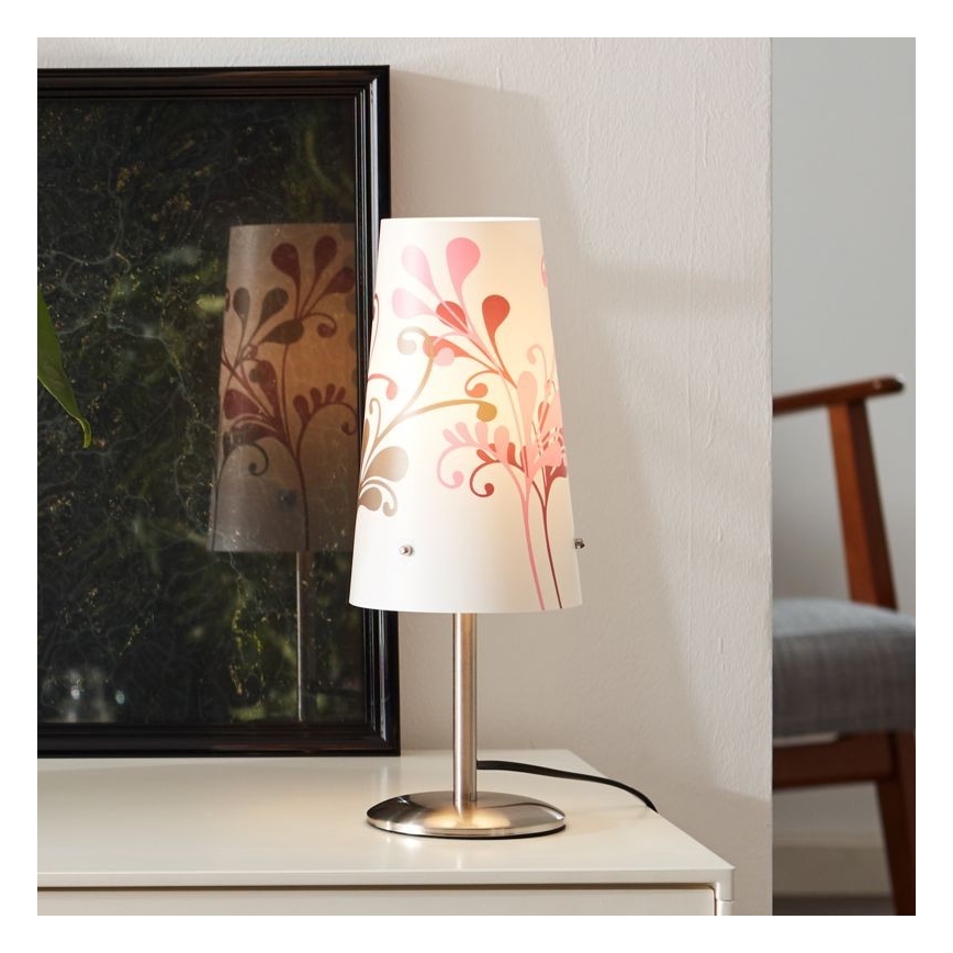Brilliant - Lámpara de mesa ISI 1xE14/40W/230V blanco/rosa/cromo brillante