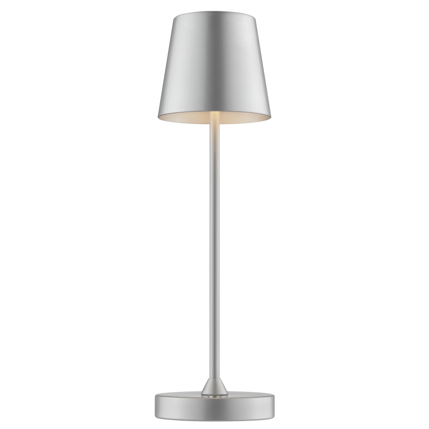Brilliant - Lámpara de mesa exterior táctil recargable regulable ELORA LED/2,5W/5V 2700K 2600 mAh IP44 plateada