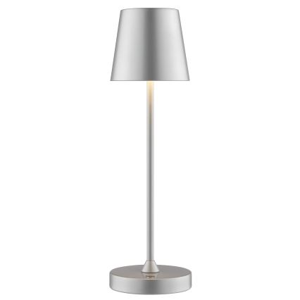 Brilliant - Lámpara de mesa exterior táctil recargable regulable ELORA LED/2,5W/5V 2700K 2600 mAh IP44 plateada