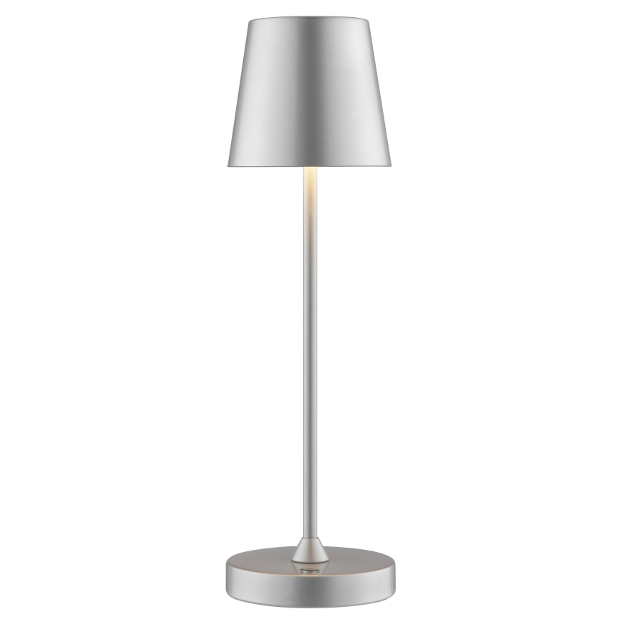 Brilliant - Lámpara de mesa exterior táctil recargable regulable ELORA LED/2,5W/5V 2700K 2600 mAh IP44 plateada