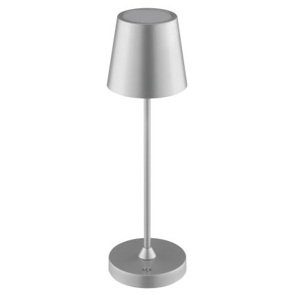 Brilliant - Lámpara de mesa exterior táctil recargable regulable ELORA LED/2,5W/5V 2700K 2600 mAh IP44 plateada