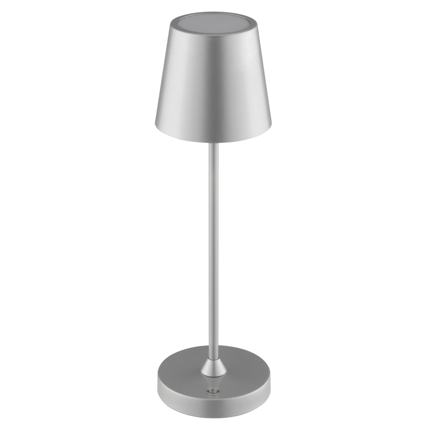 Brilliant - Lámpara de mesa exterior táctil recargable regulable ELORA LED/2,5W/5V 2700K 2600 mAh IP44 plateada