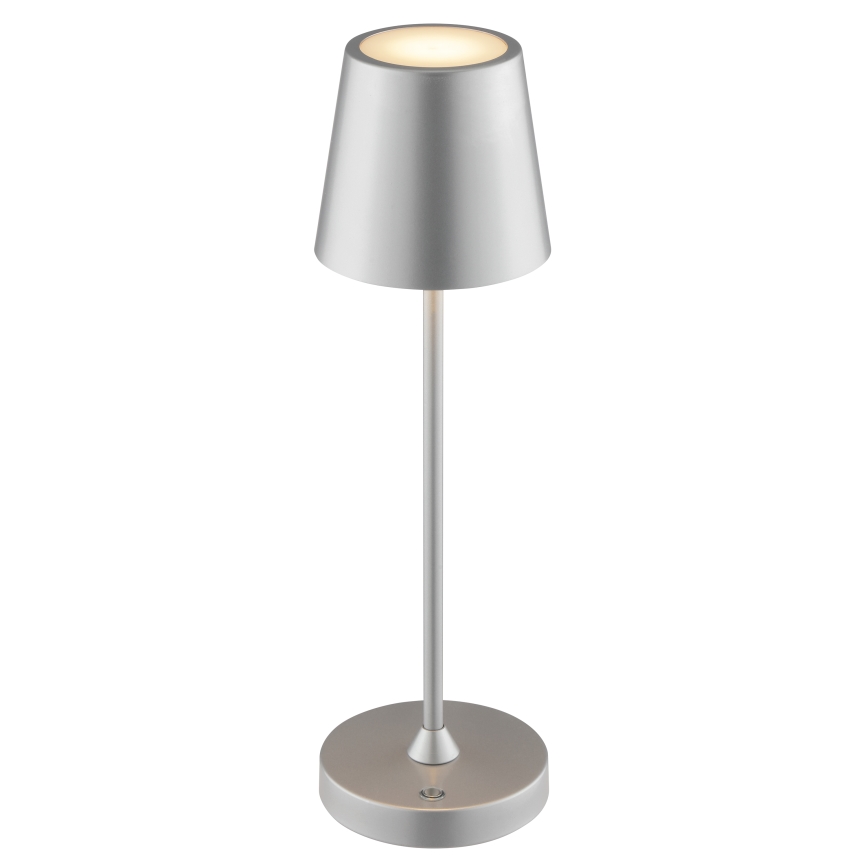 Brilliant - Lámpara de mesa exterior táctil recargable regulable ELORA LED/2,5W/5V 2700K 2600 mAh IP44 plateada