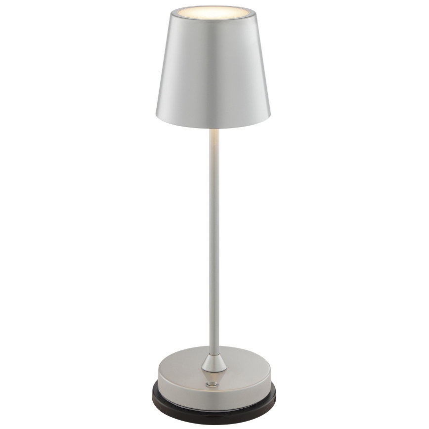 Brilliant - Lámpara de mesa exterior táctil recargable regulable ELORA LED/2,5W/5V 2700K 2600 mAh IP44 plateada
