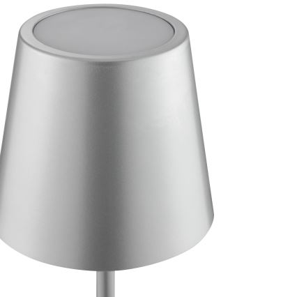 Brilliant - Lámpara de mesa exterior táctil recargable regulable ELORA LED/2,5W/5V 2700K 2600 mAh IP44 plateada