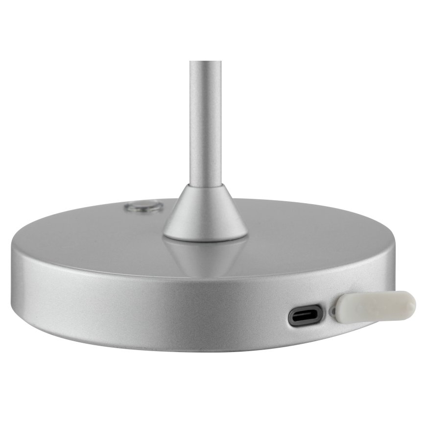 Brilliant - Lámpara de mesa exterior táctil recargable regulable ELORA LED/2,5W/5V 2700K 2600 mAh IP44 plateada