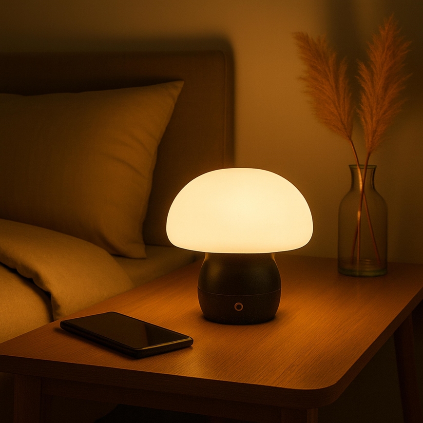Brilliant - Lámpara de sobremesa táctil LED recargable y regulable DUPIS LED/2W/5V 2700K 1800 mAh negra