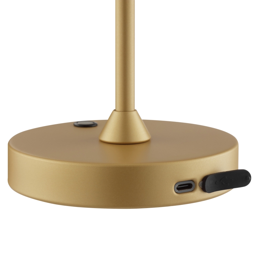 Brilliant - Lámpara de mesa para exterior recargable con control táctil y regulable ELORA LED/2,5W/5V 2700K 2600 mAh IP44 dorada