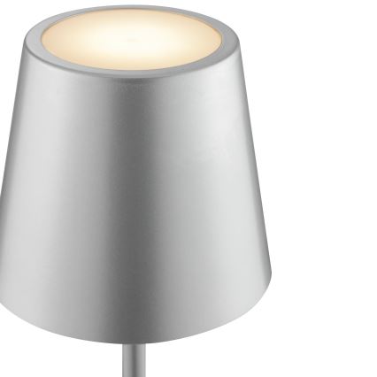 Brilliant - Lámpara de mesa LED regulable recargable con control táctil para exterior ELORA LED/2,5W/5V 2700K 2600 mAh IP44 plateada