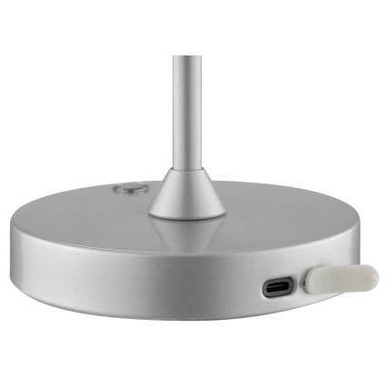 Brilliant - Lámpara de mesa LED regulable recargable con control táctil para exterior ELORA LED/2,5W/5V 2700K 2600 mAh IP44 plateada