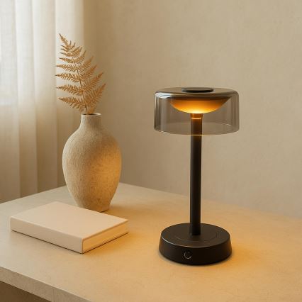 Brilliant - Lámpara de mesa exterior LED táctil recargable y regulable RAZOR LED/2,5W/5V 2700K 2600 mAh IP44 negra