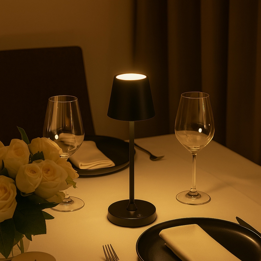 Brilliant - Lámpara de mesa exterior recargable táctil LED regulable ELORA LED/2,5W/5V 2700K 2600 mAh IP44 negra