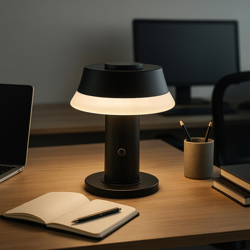 Brilliant - Lámpara de mesa LED táctil recargable regulable KINICH LED/2,5W/5V 2700K 2600 mAh negra
