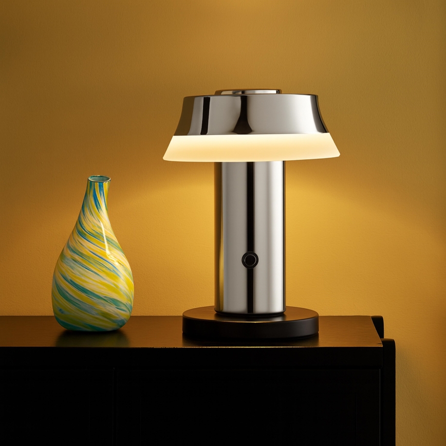 Brilliant - Lámpara de mesa táctil recargable LED regulable KINICH LED/2,5W/5V 2700K 2600 mAh cromo brillante