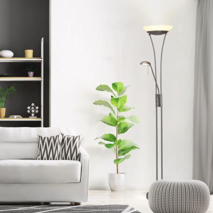 Brilliant - Lámpara de pie LED regulable FINN 2xLED/13W/230V cromo mate