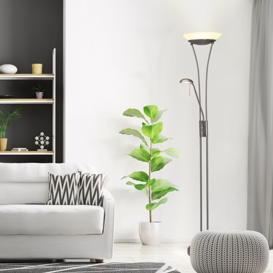 Brilliant - Lámpara de pie LED regulable FINN 2xLED/13W/230V cromo mate