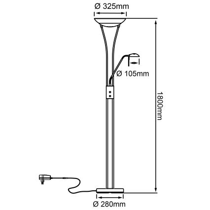 Brilliant - Lámpara de pie LED regulable FINN 2xLED/13W/230V cromo mate