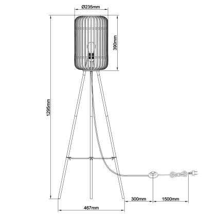 Brilliant - Lámpara de pie WOODROW 1xE27/60W/230V bambú