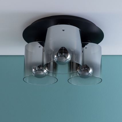 Brilliant - Lámpara de techo BETH 3xE27/60W/230V Ø 37 cm negra/ahumada