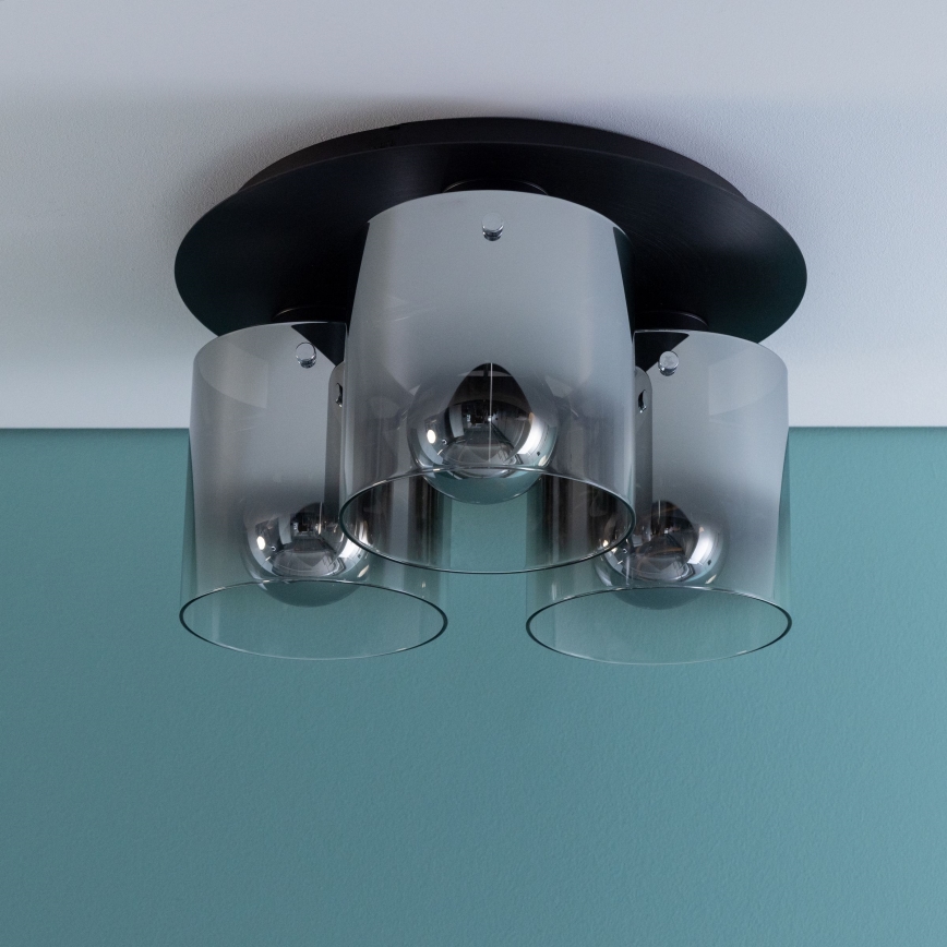 Brilliant - Lámpara de techo BETH 3xE27/60W/230V Ø 37 cm negra/ahumada