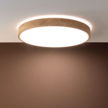 Brilliant - Luminaria de techo LED regulable SLIMLINE LED/60W/230V 3000-6500K Ø 45 cm madera de hevea + mando a distancia