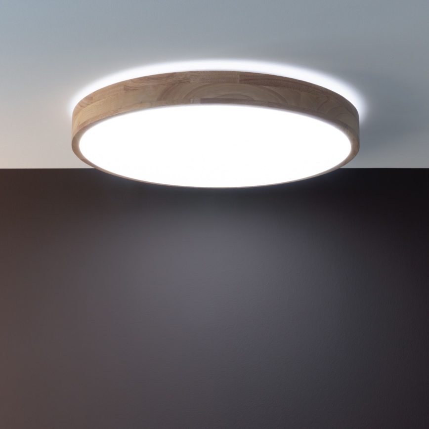 Brilliant - Luminaria de techo LED regulable SLIMLINE LED/60W/230V 3000-6500K Ø 45 cm madera de hevea + mando a distancia