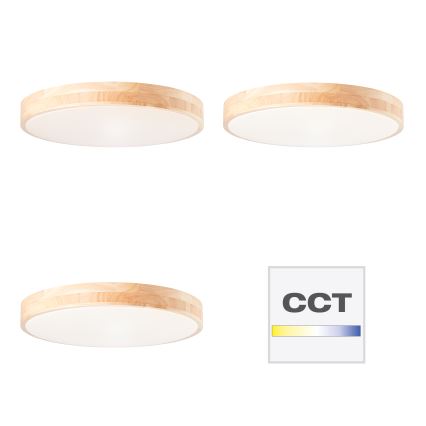 Brilliant - Luminaria de techo LED regulable SLIMLINE LED/60W/230V 3000-6500K Ø 45 cm madera de hevea + mando a distancia